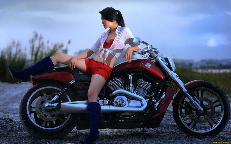 Beautiful girls and motorcycles in Kananga