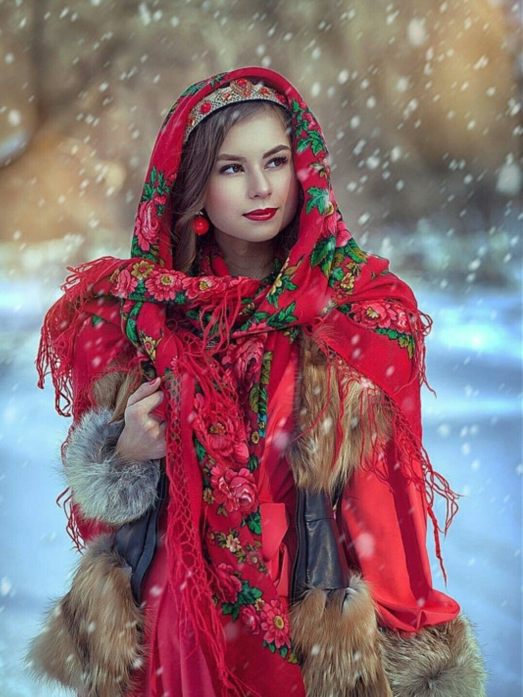 Beautiful girl Women in Slavic costumes in Kananga